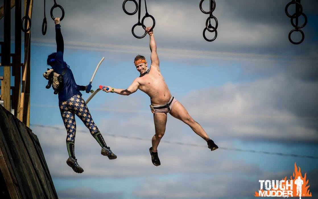 sword fight on swinging rings